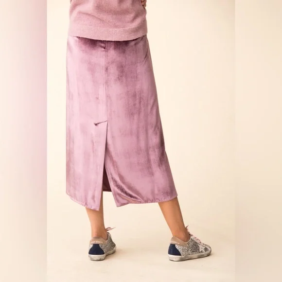 Vince Panne Velvet Purple Midi Skirt Size 4 - Picture 2 of 10